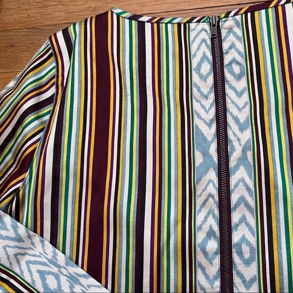 J. Crew NEW Collection Silk‎ Wool Ikat Striped Mixed Print Top - Picture 7 of 10